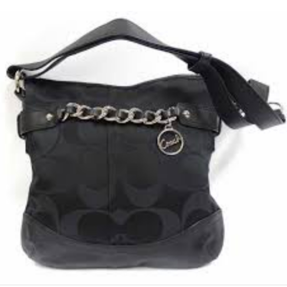 Coach Black Signature Hobo Shoulder Bag